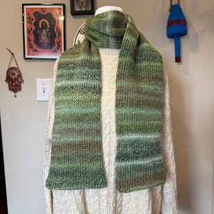 Handmade Knit Scarf | Green Scarf | Green Striped Scarf